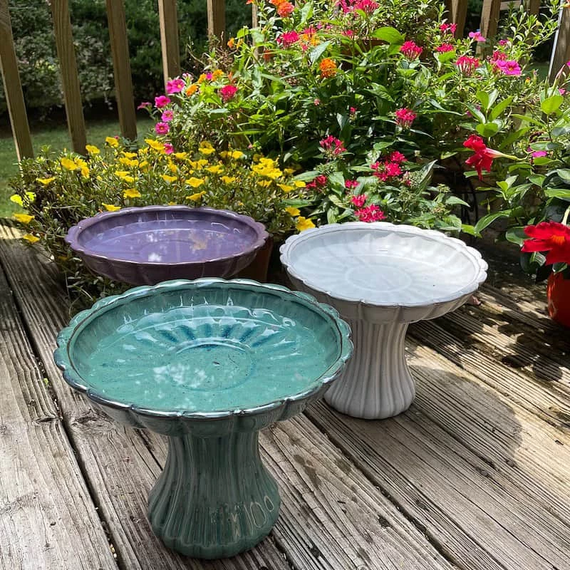 Short Ceramic Pedestal Bird Bath 1 Short Ceramic Pedestal Bird Bath