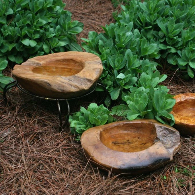 Teak Bird Bath, Deck-Mount Or Ground 2 Sizes 3 Teak Bird Bath, Deck-Mount Or Ground 2 Sizes - Image 3