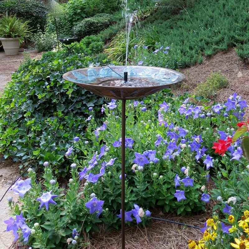 Brass Leaves Solar Bubbler Bird Bath 2 Brass Leaves Solar Bubbler Bird Bath - Image 2