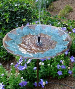 Front Page 22 Brass Leaves Solar Bubbler Bird Bath