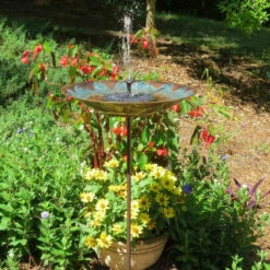 Brass Leaves Solar Bubbler Bird Bath 9 Brass Leaves Solar Bubbler Bird Bath -US Poultry Sales Store staked bath solar 1 piece fountain c