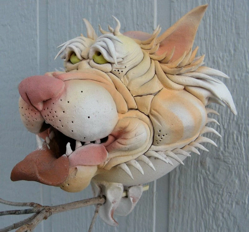 Orange Tabby Cat Ceramic Birdhouse 1 Orange Tabby Cat Ceramic Birdhouse