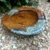 Teak And White Ground Bird Bath