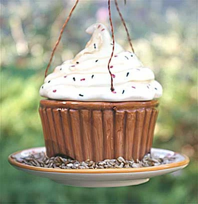 Ceramic Cupcake Bird Feeder 1 Ceramic Cupcake Bird Feeder